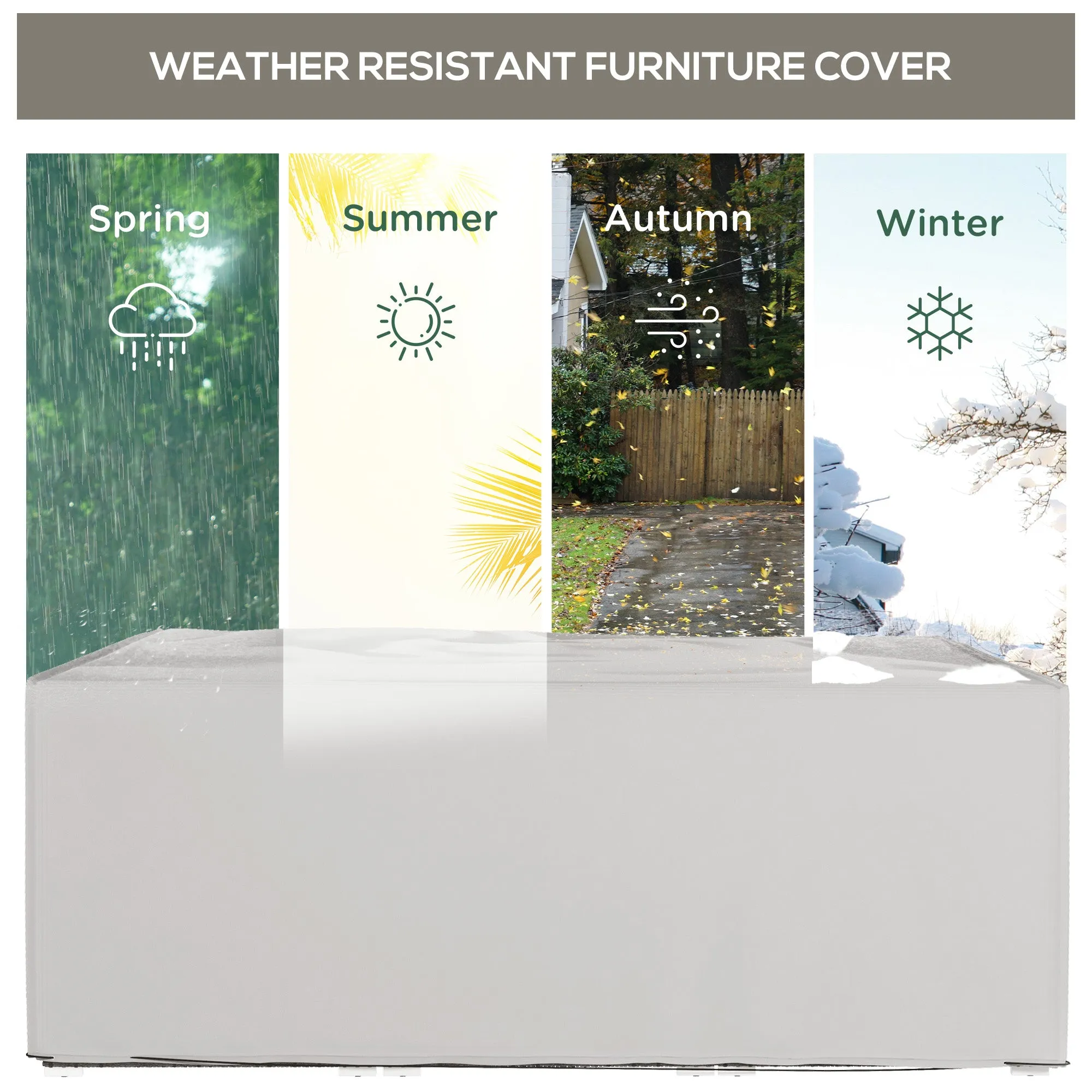 600D Oxford Furniture Protection Cover, Waterproof & Anti-UV, Grey, 210x140x80cm