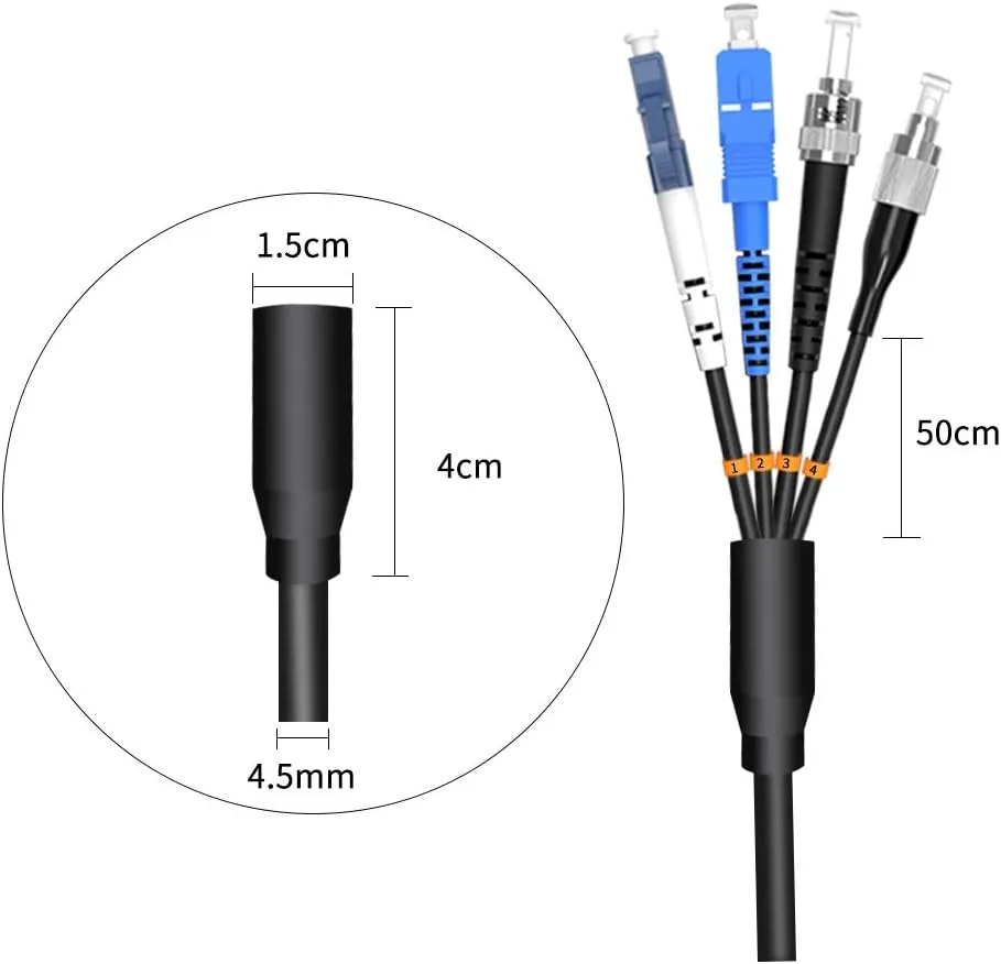 75Meters 246ft LC to LC Outdoor Armored 4 Core 9/125 SM Fiber Optic Cable Jumper Optical Patch Cord Singlemode LC-LC