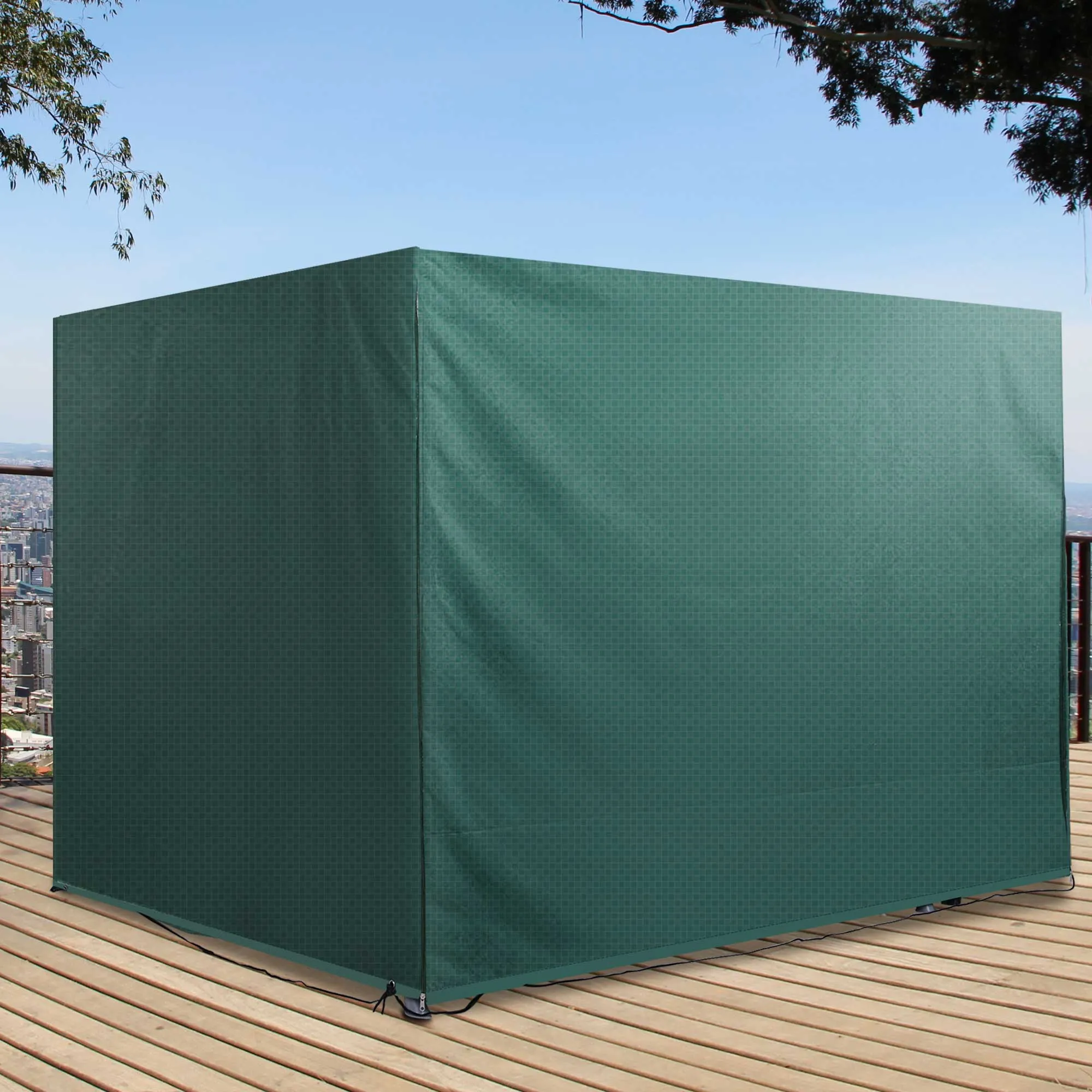 7x5x5ft H Large Patio Swing Chair Cover Outdoor Garden Furniture Protector, All-weather Rain and UV Blocks, Dark Green