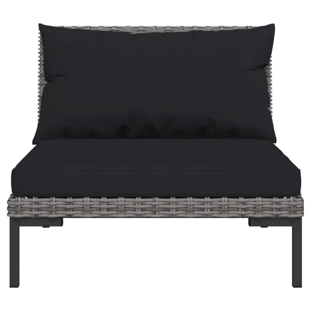 8 Piece Patio Lounge Set with Cushions Poly Rattan Dark Gray
