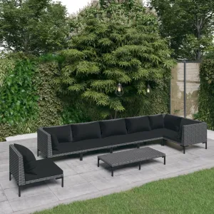 8 Piece Patio Lounge Set with Cushions Poly Rattan Dark Gray