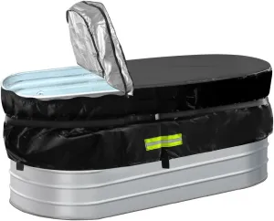 8Ft Stock Tank Pool Cover, Cold Plunge Water Trough Insulated Cover for Horse Trough Cold Plunge Ice Bath Tub Covers 2 x 3 x 8 Foot Polar Protector Stock Tank Pool liner Hot Tub Kit Water Proof Oval