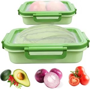 Abnaok 2PCS Reusable Large Fruit And Veggie Savers, Silicone Fruit Storage Box, Fruit Storage Pods For Food Saver, Ideal For Roast Chicken, Garlic, Onions, Lemons, Watermelon and Potatoes