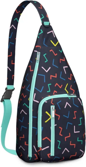 Abstract Colorful Textures Crossbody Bag Daypack for Women Men Lightweight Waterproof Sling Bag Backpack Hiking Cycling