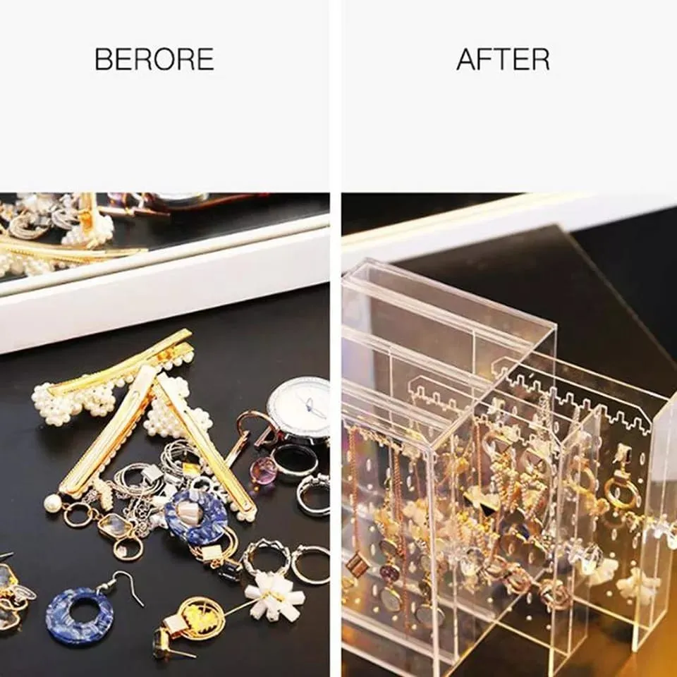 Acrylic Transparent Jewelry Storage Box And Earring Display Stand