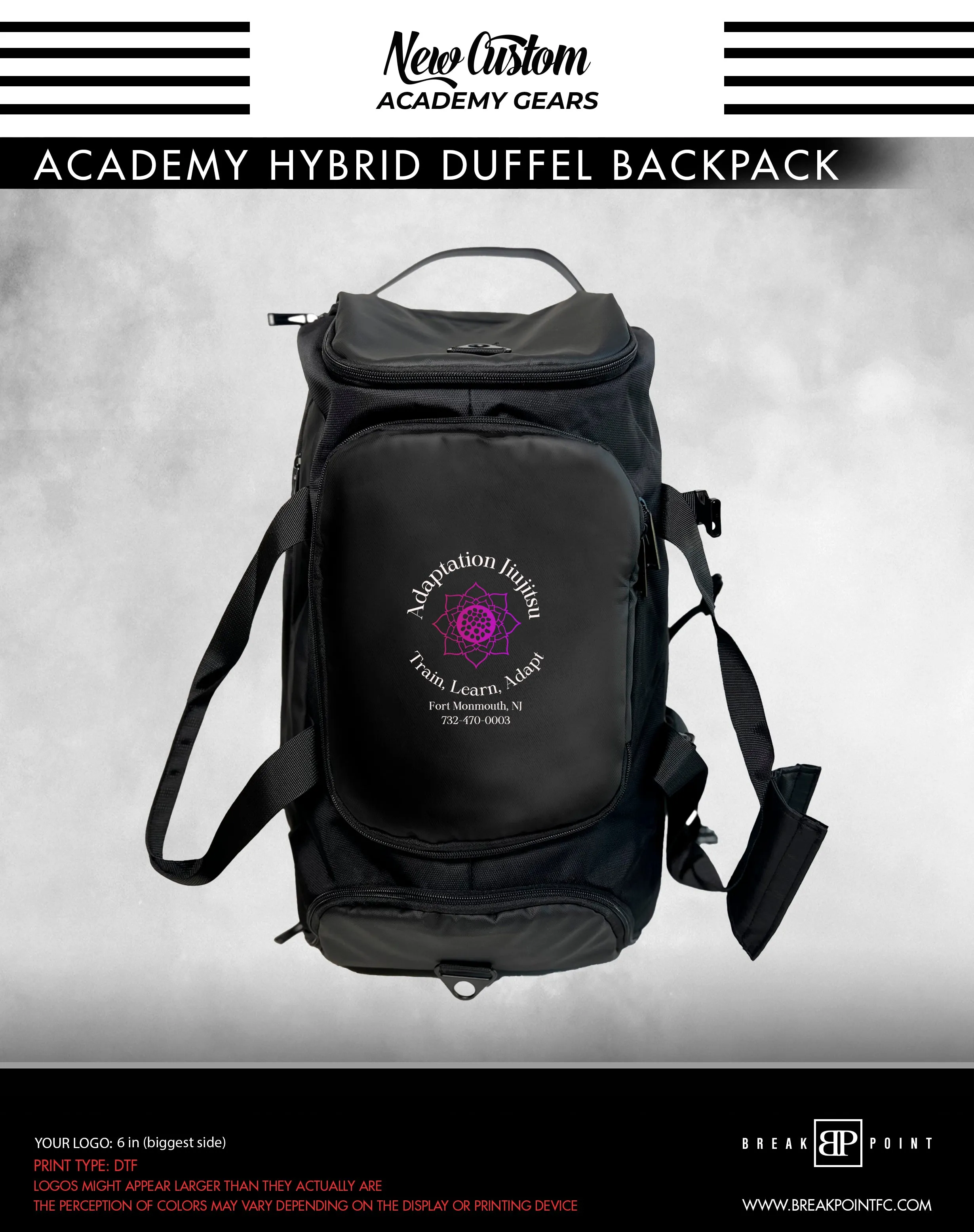 Adaptation Jiujitsu Academy Hybrid Duffel Backpack #1248