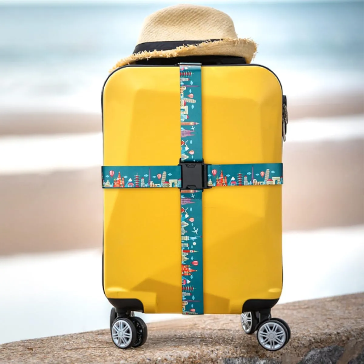 Adjustable Travel Luggage Strap Suitcase Belt Travel Bag Accessories 1.96 in W x 6.23 ft L
