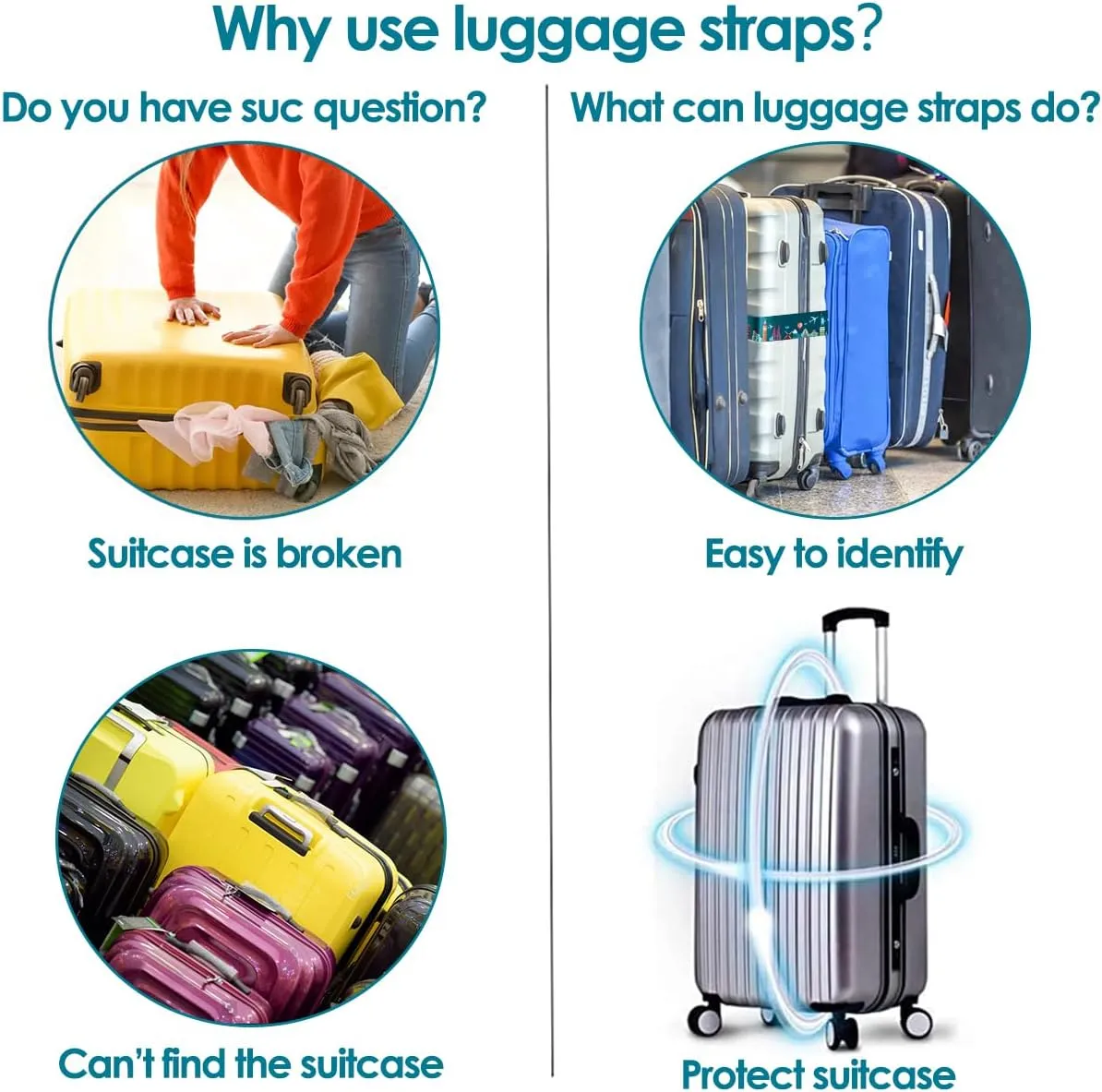 Adjustable Travel Luggage Strap Suitcase Belt Travel Bag Accessories 1.96 in W x 6.23 ft L