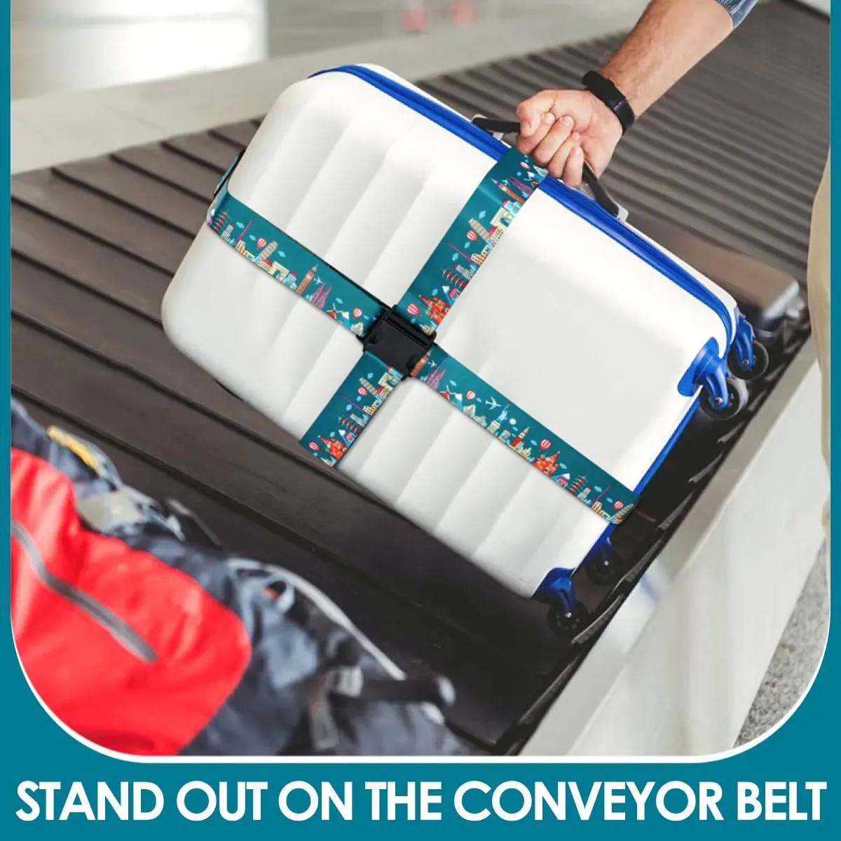 Adjustable Travel Luggage Strap Suitcase Belt Travel Bag Accessories 1.96 in W x 6.23 ft L