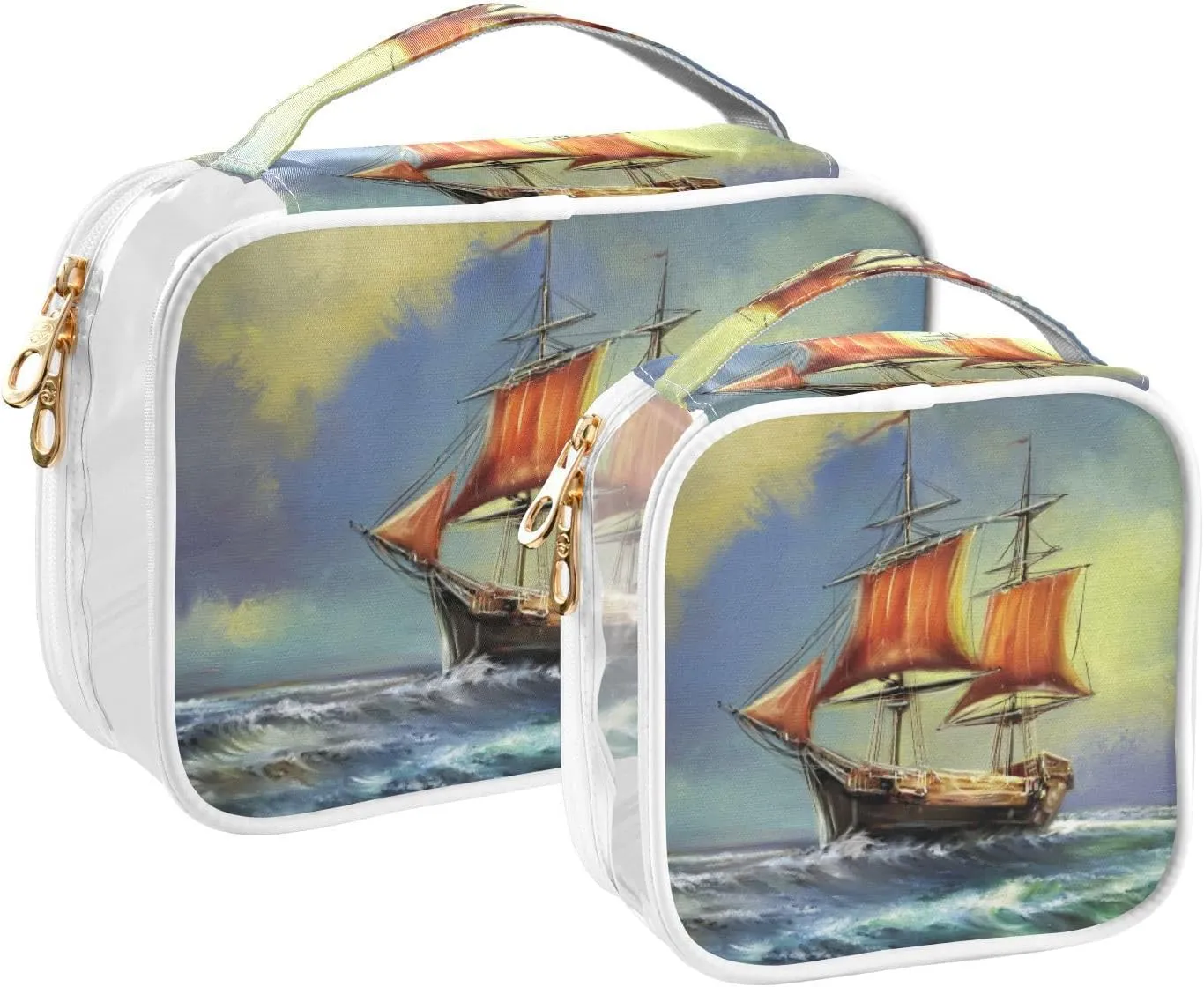 Adventurer Route Travel Toiletry Bag for Women 2 Pack Clear Makeup Bag with Handles Waterproof Cosmetic Bag