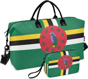 Aflyko Patriot Flag Travel Duffel Bag Dominica Flag Sport Tote Gym Bag Weekender Overnight Bag for Men Women Flight Approved Carry On Bag Fitness Dance Go-To Bag Daily Bag