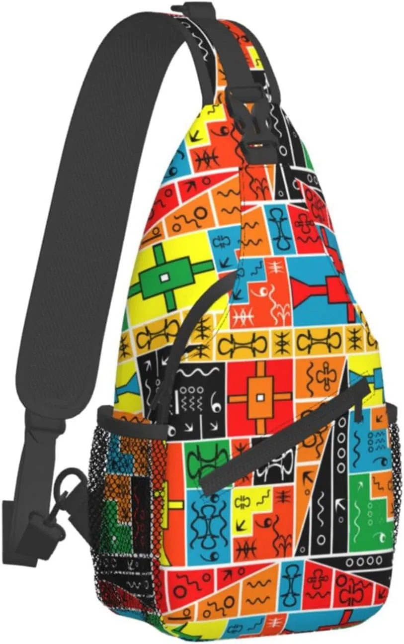 African Crossbody Bag African Art Shoulder Bag Backpack Africa Sling Bag Chest Casual Daypack for Outdoor