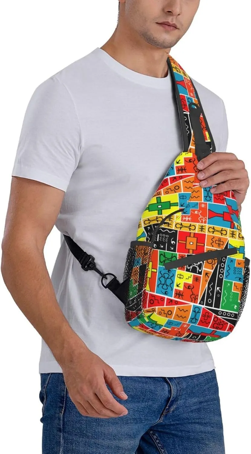African Crossbody Bag African Art Shoulder Bag Backpack Africa Sling Bag Chest Casual Daypack for Outdoor