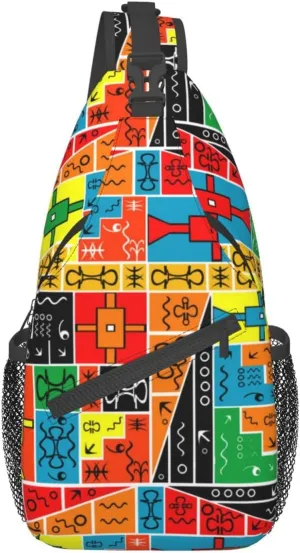 African Crossbody Bag African Art Shoulder Bag Backpack Africa Sling Bag Chest Casual Daypack for Outdoor