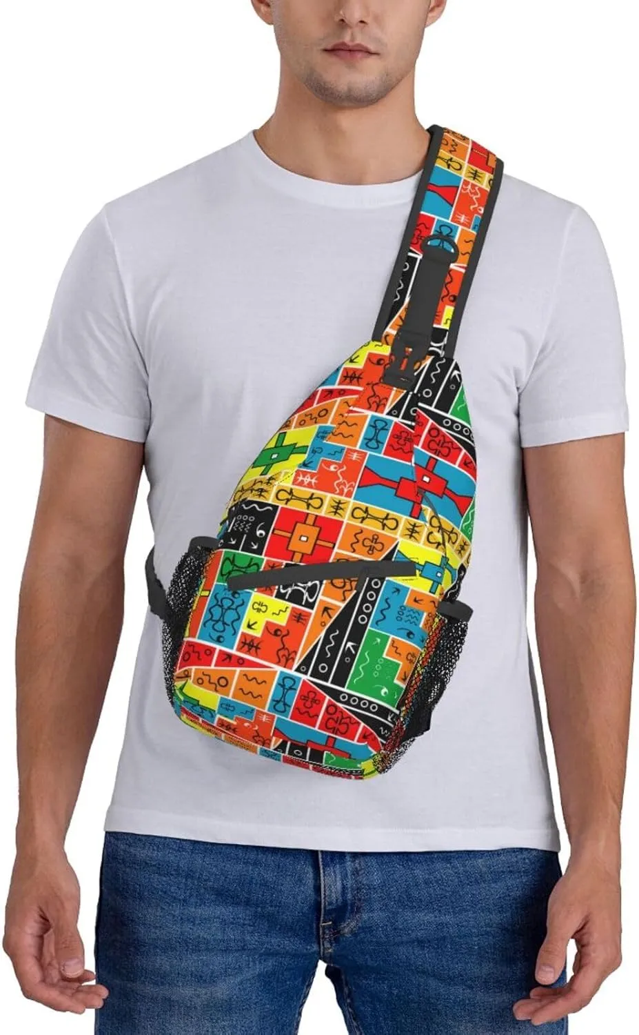 African Crossbody Bag African Art Shoulder Bag Backpack Africa Sling Bag Chest Casual Daypack for Outdoor