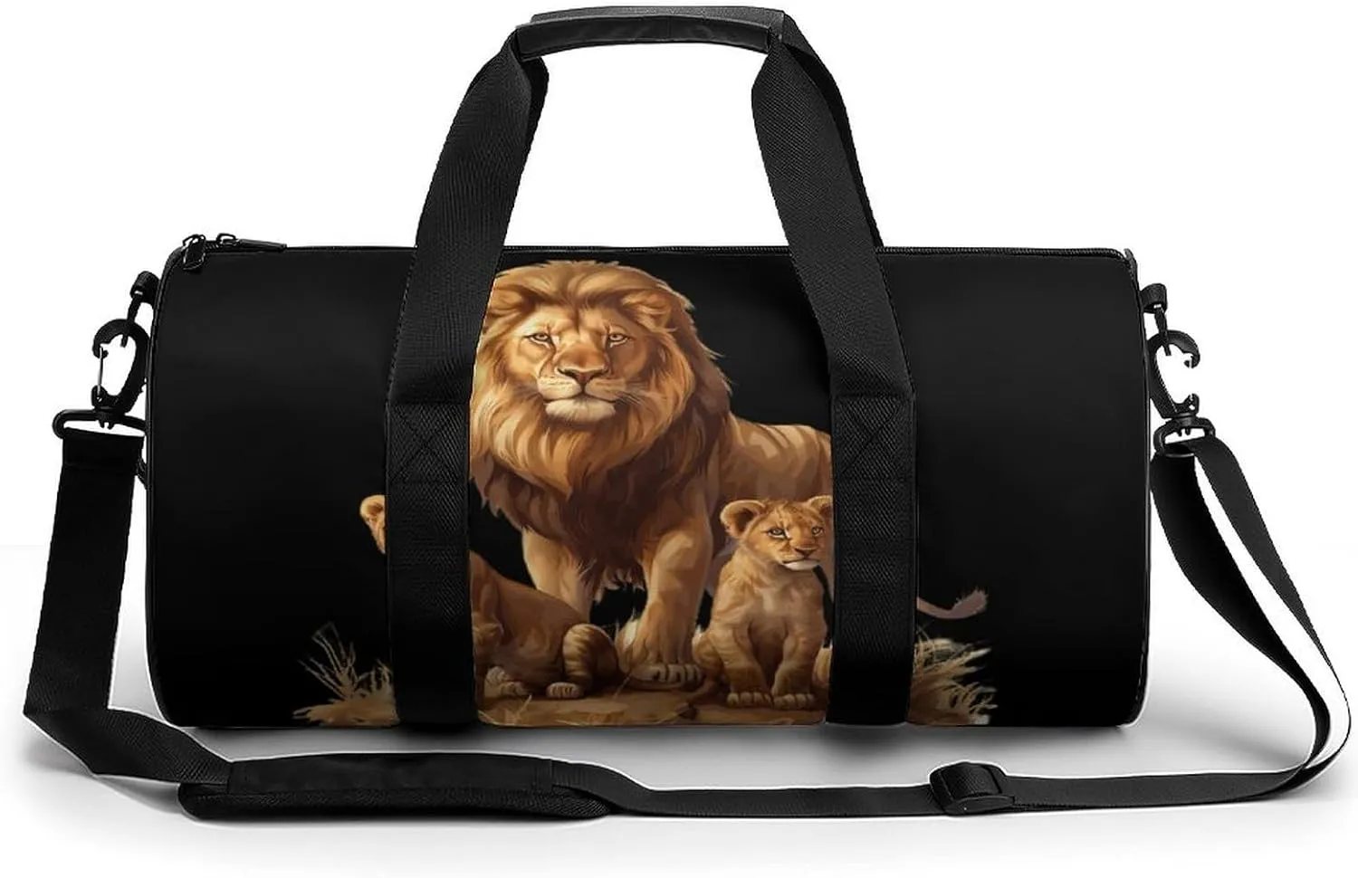African Lions Family Travel Duffel Bag Gym Bags Sports Tote Shoulder Weekender Handbag for Men Women