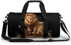 African Lions Family Travel Duffel Bag Gym Bags Sports Tote Shoulder Weekender Handbag for Men Women