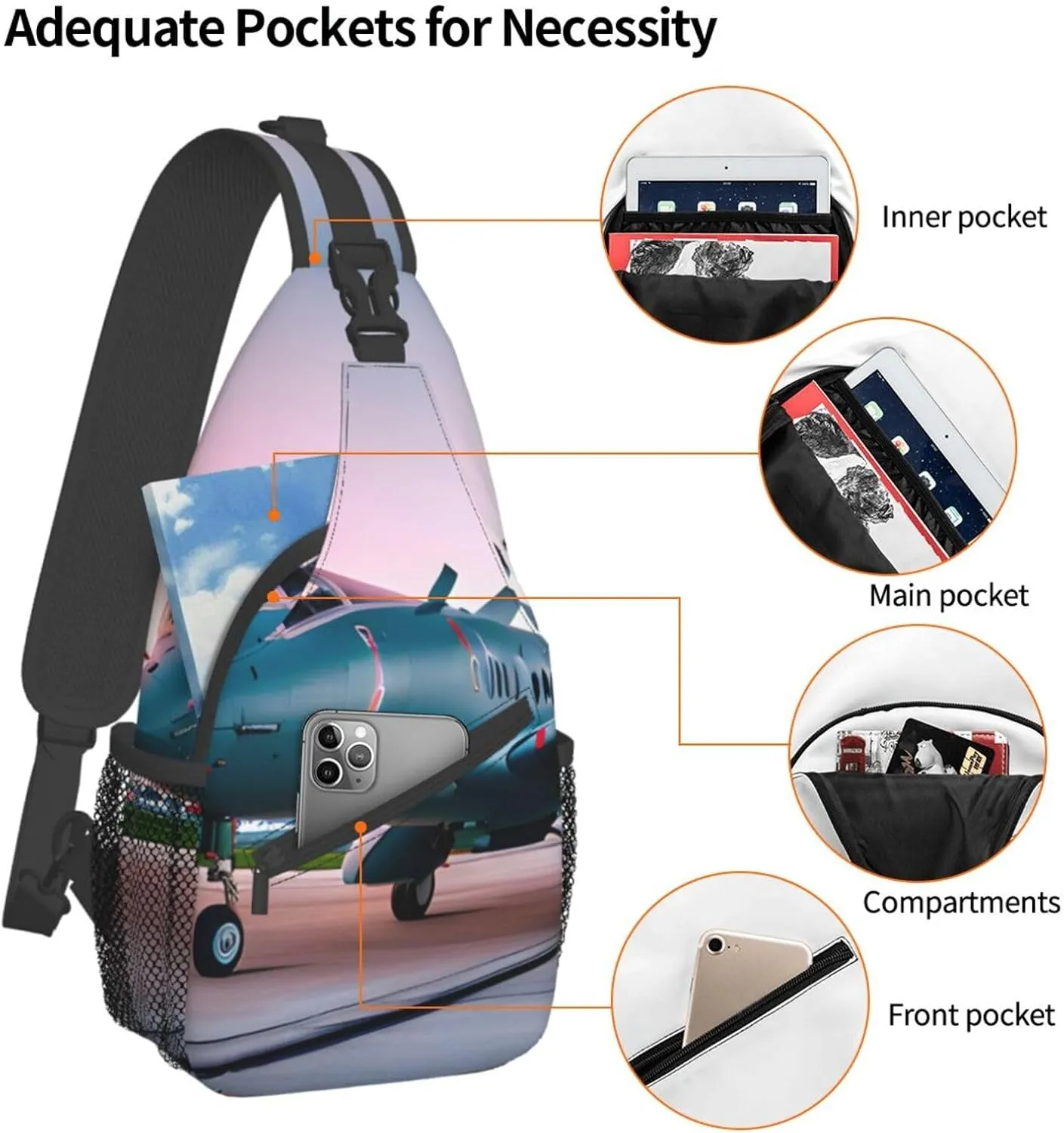 Aircraft Crossbody Bag Chest Shoulder Bag Small Casual Backpack Suitable For Women Men Hiking