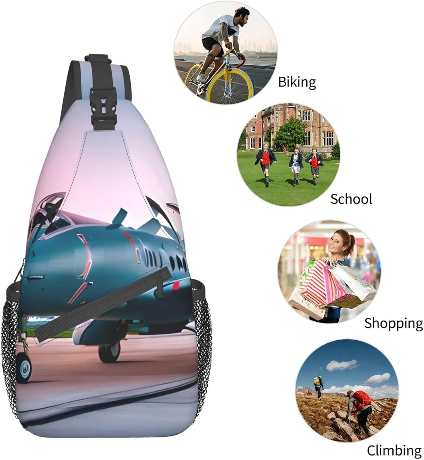 Aircraft Crossbody Bag Chest Shoulder Bag Small Casual Backpack Suitable For Women Men Hiking