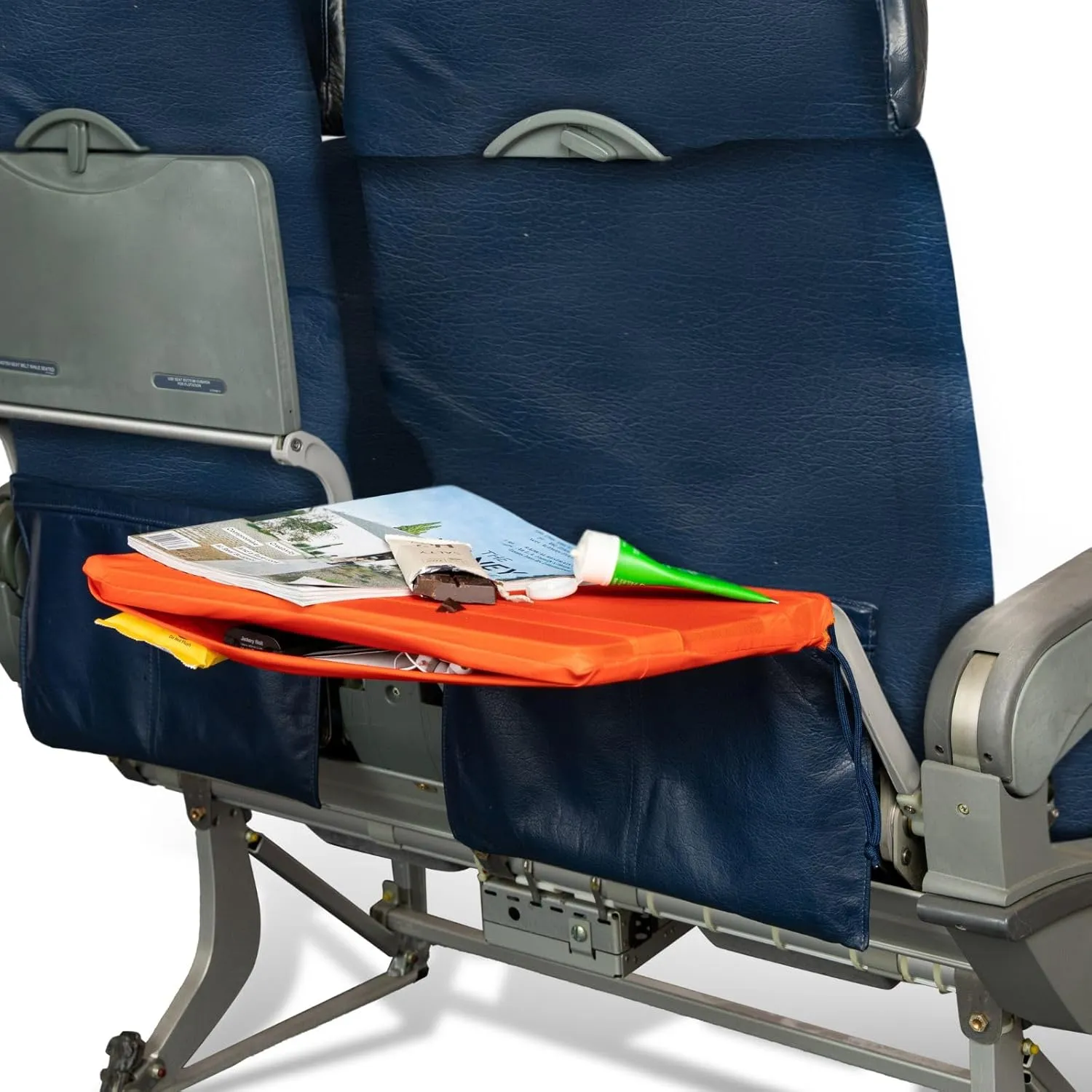 Airplane Tray Organizer/Tote with 4 Storage Pockets, Back Seat Airplane Tray Cover, Converts into a Drawstring Tote, Washable, Durable & Lightweight (2.8 oz) Airplane Travel Essentials