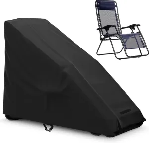 AKEfit Zero Gravity Chair Cover Outdoor Folding Lawn Lounge Chair Covers Waterproof All Weather Dustproof Oxford Anti with Storage Bag Black