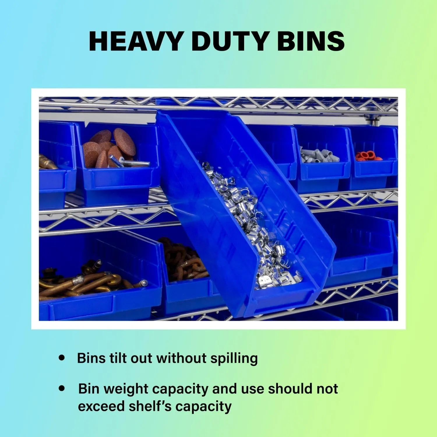 Akro-Mils 30150 Plastic Shelf Bins, Heavy Duty Storage Bins for Garage, Closet, and Drawer Organization, 12-Inch x 6-1/2-Inch x 4-Inch, Blue, 12-Pack