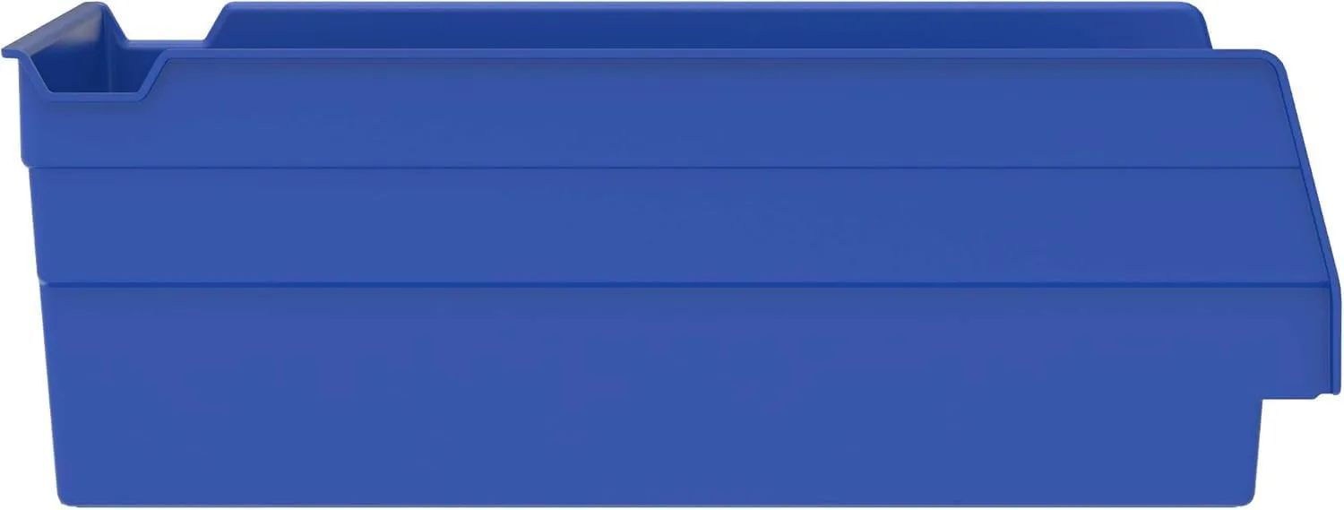 Akro-Mils 30150 Plastic Shelf Bins, Heavy Duty Storage Bins for Garage, Closet, and Drawer Organization, 12-Inch x 6-1/2-Inch x 4-Inch, Blue, 12-Pack