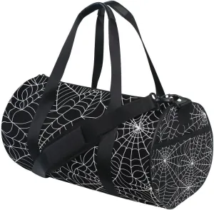 ALAZA Gray Spider Web Halloween Duffel Bag Sport Gym Canvas Travel Bag for Gym Sports and Overnight