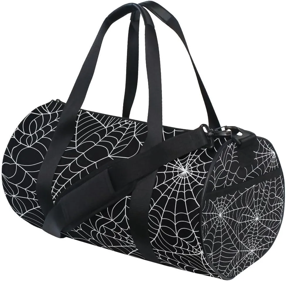 ALAZA Gray Spider Web Halloween Duffel Bag Sport Gym Canvas Travel Bag for Gym Sports and Overnight