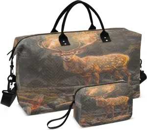 ALAZA The Deer Standing in Forest Travel Duffel Bag Gym Bag Sports Tote Bag Weekender Overnight Travel Bag for Women Men Business Trip Workout