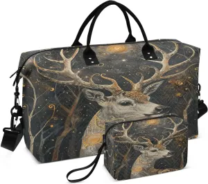 ALAZA Tribal Deer Travel Duffel Bag Gym Bag Sports Tote Bag Weekender Overnight Travel Bag for Women Men Business Trip Workout