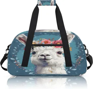 Alpaca Small Gym Bag 18 inch Carry On Duffel Bag for Weekender Travel Sports Workout Yoga Gymnastics Dance Ballet