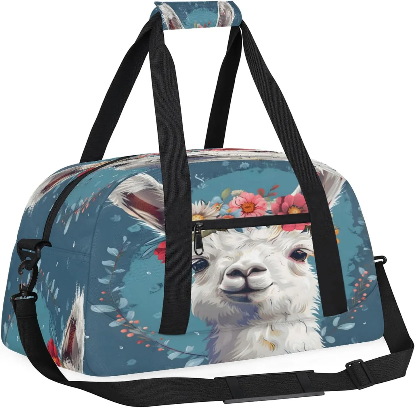 Alpaca Small Gym Bag 18 inch Carry On Duffel Bag for Weekender Travel Sports Workout Yoga Gymnastics Dance Ballet