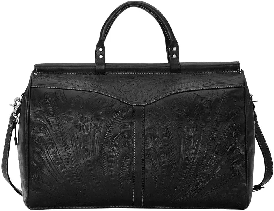 American West Retro Romance Duffel Bag - Western leather travel bag (Black)