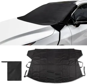 Amiss Windshield Cover for Ice and Snow, 600D Oxford Fabric Windshield Frost Cover, All Weather Winter Summer Car Snow Cover for Trucks and SUVs, Car Exterior Accessories - Black (70.8 x 42.9 Inch)
