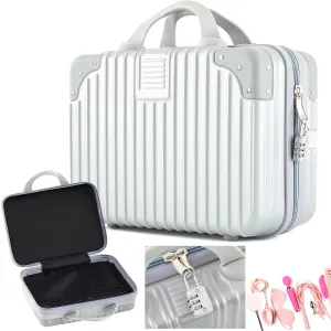 Amylove Discreet Lockable Storage Bag Box Organizer Storage Case with Lock for Women Men Lock Travel Bag,12.6 x 9.8 x 6.7in(Silver)