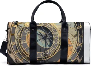 Ancient Astronomical Clock Travel Luggage Duffel Bag with Adjustable Strap Clock Sports Bag Lightweight Canvas Gym Tote Bag for Men and Women