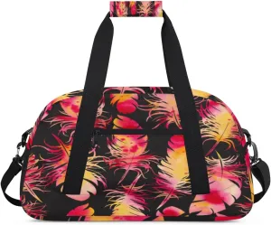 Animal Feathers Gym Duffel Bag for Men Women Colorful Feathers Sports Tote Bag with Adjustable Shoulder Strap for Dance Gymnastics Traveling Outdoor Camping Overnight Stay
