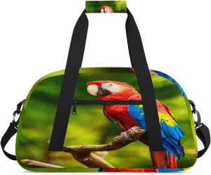 Animal Parrots Gym Duffel Bag for Men Women Tropical Parrots Sports Tote Bag with Adjustable Shoulder Strap for Dance Gymnastics Traveling Outdoor Camping Overnight Stay