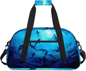 Animal Shark Gym Duffel Bag for Men Women Ocean Shark Sports Tote Bag with Adjustable Shoulder Strap for Dance Gymnastics Traveling Outdoor Camping Overnight Stay