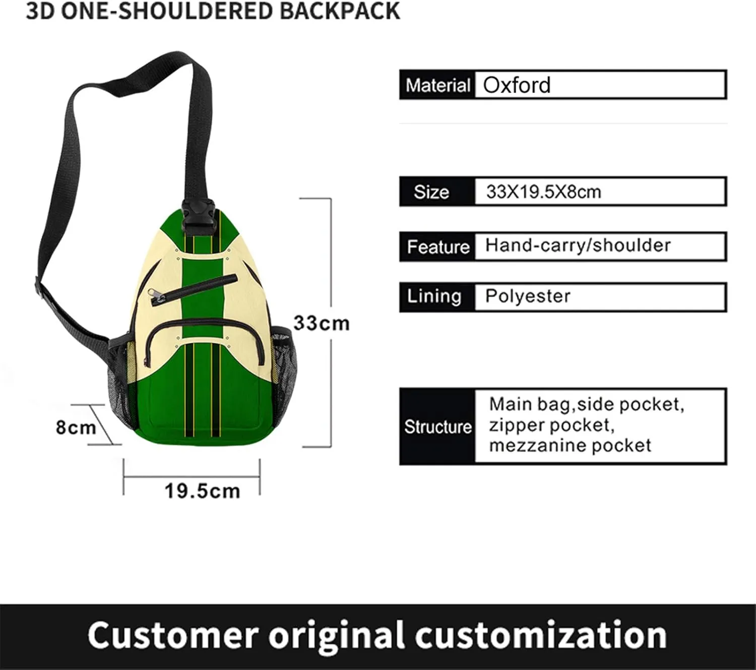 Anime My Hero Single Shoulder Bag Manga Sling Bag Cosplay Daypack(Asui Tsuyu)