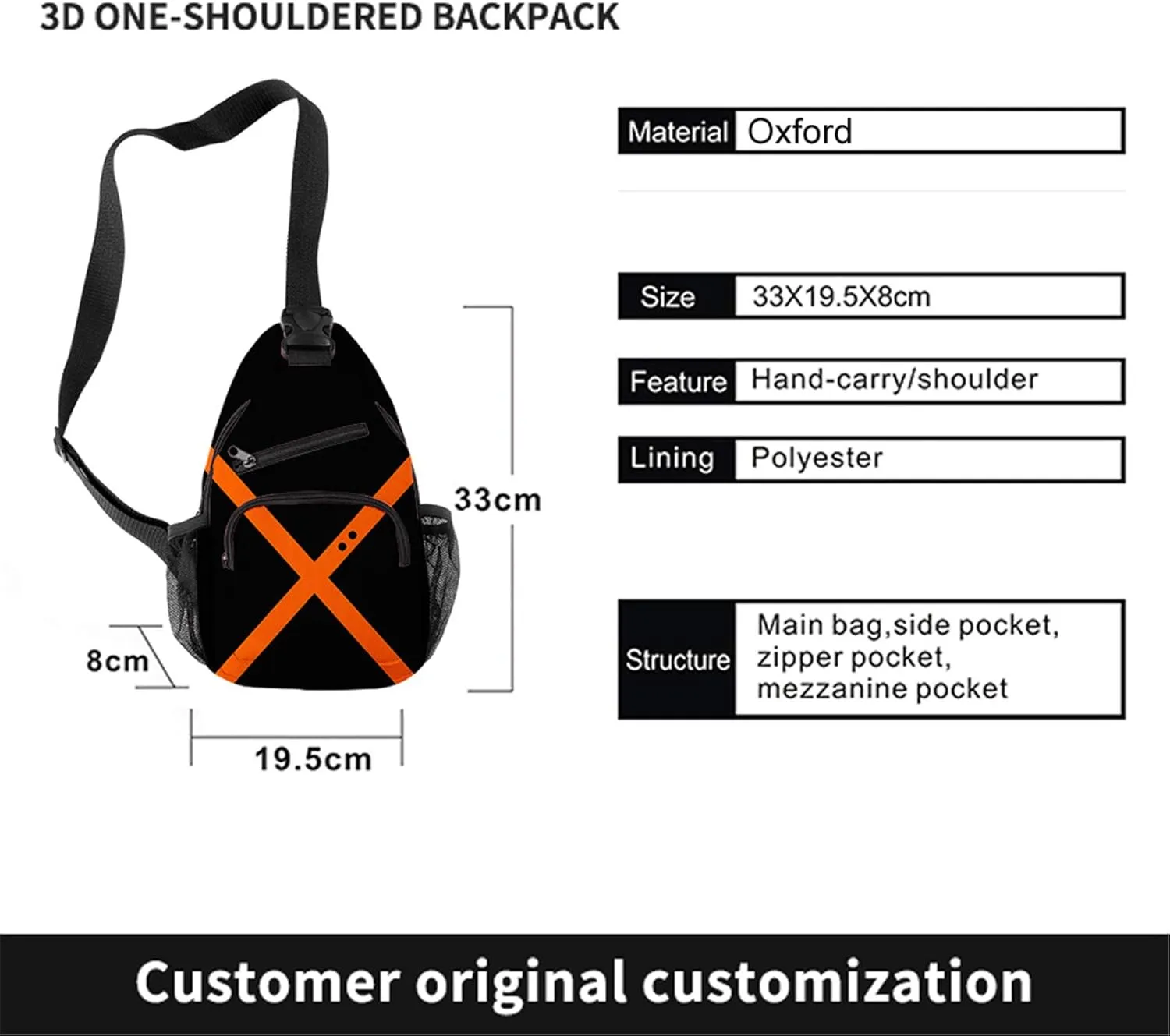 Anime My Hero Single Shoulder Bag Manga Sling Bag Cosplay Daypack(Bakugou Katsuki)