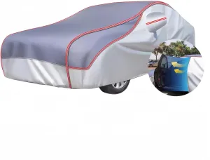Anti-Hail Car Cover for Ligier JS5OL, Thickened Waterproof All Weather Customizable Full Cover Scratch Resistant UV Protection Car Tarpaulin with Reflective Strips(Gray)