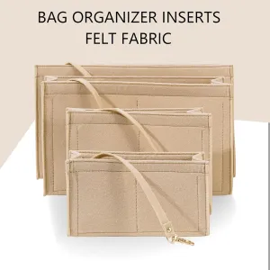 ANTOLE Purse Organizer Insert,Felt Bag Organizer with Metal Zipper,Tote Bag Organizer Insert,Handbag Organizer,Felt Insert Bag Organizer for Tote & Purse (Khaki-XL)