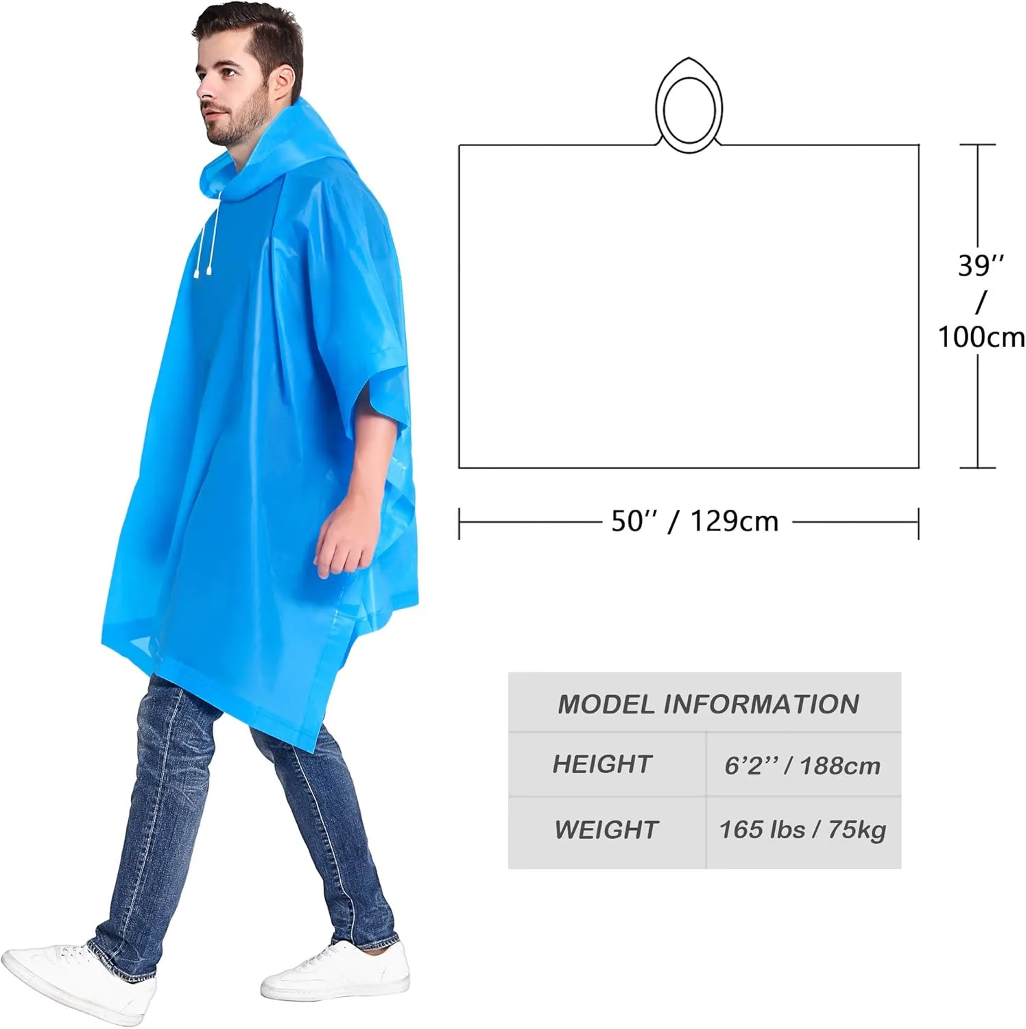 ANTVEE Rain Ponchos for Adults Portable Reusable Raincoat 2 Pack with Drawstring Hood Stay Dry in Style