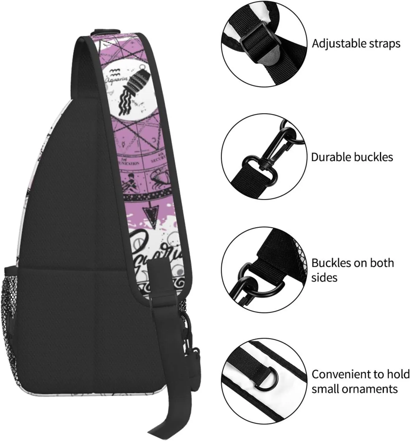 Aquarius Sling Bag Personalized Constellations Chest Bag Travel Hiking Chest Bag Daypack Outdoor Sports Bag For Women Men