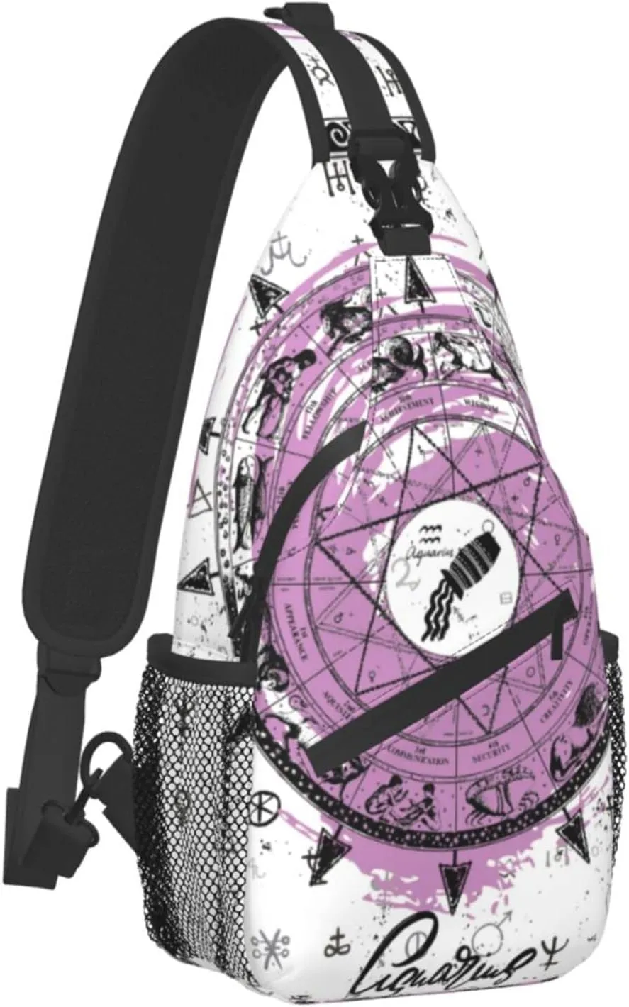 Aquarius Sling Bag Personalized Constellations Chest Bag Travel Hiking Chest Bag Daypack Outdoor Sports Bag For Women Men