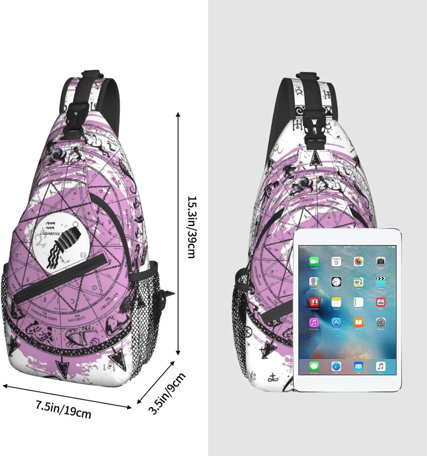Aquarius Sling Bag Personalized Constellations Chest Bag Travel Hiking Chest Bag Daypack Outdoor Sports Bag For Women Men