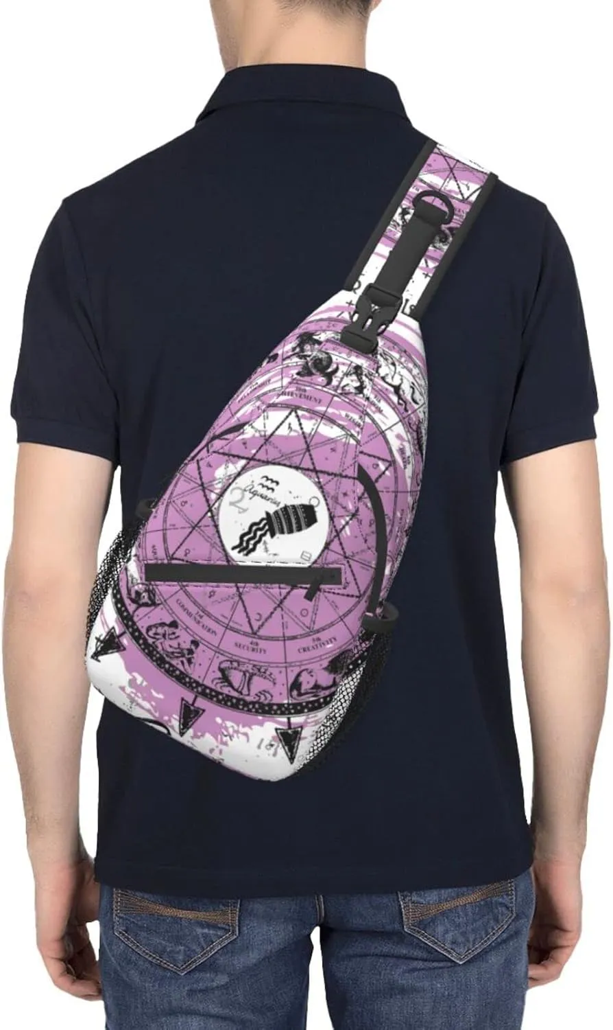 Aquarius Sling Bag Personalized Constellations Chest Bag Travel Hiking Chest Bag Daypack Outdoor Sports Bag For Women Men