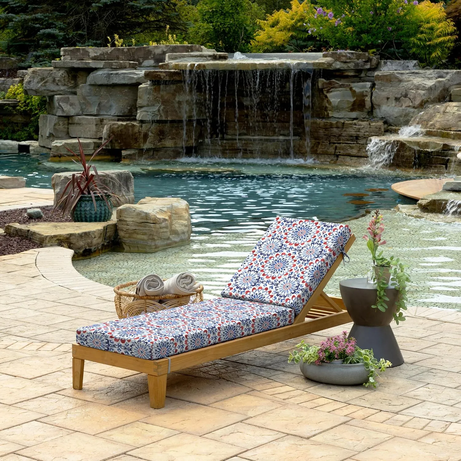 Arden Foam Outdoor Chaise Lounge Cushion, 21 x 72, Made with ProFoam, Rain-Proof, Fade Resistant, Clark Blue